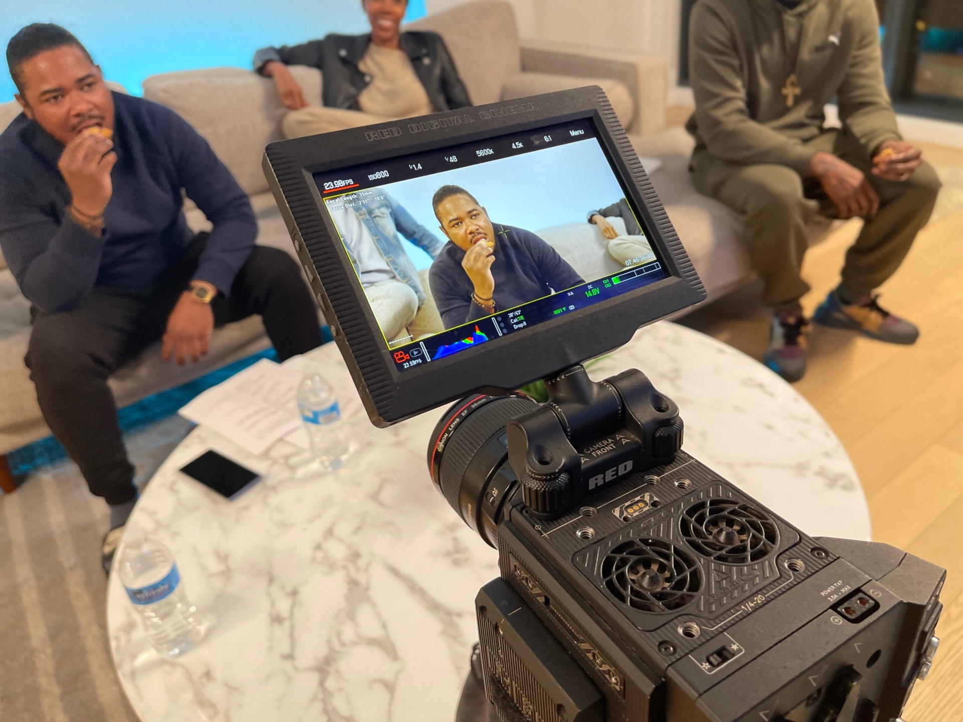 On set of Faultless — script and camera