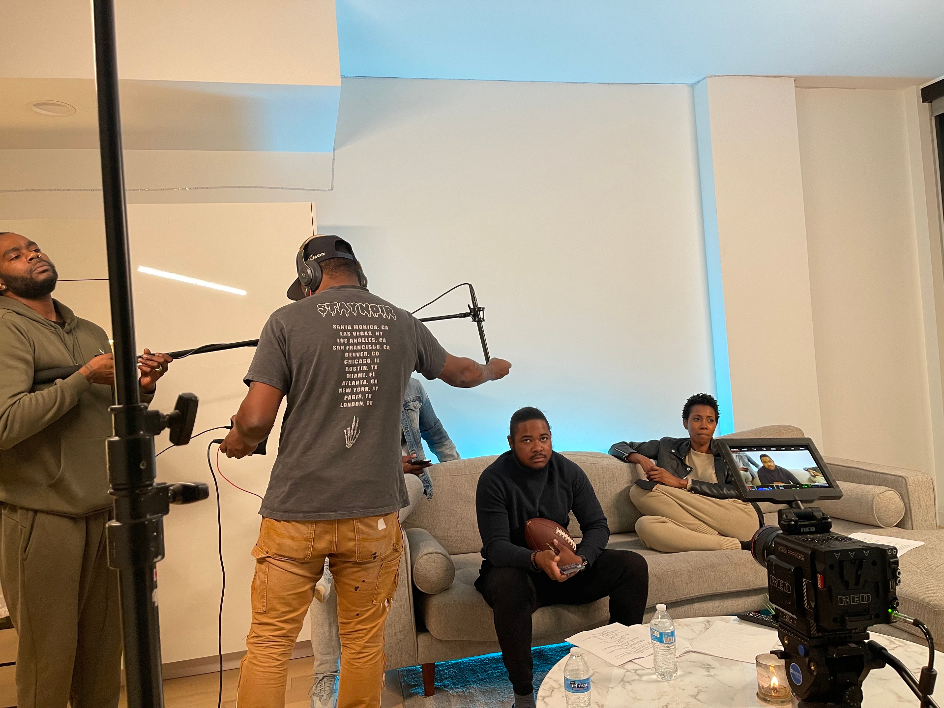 On set of Faultless — camera team